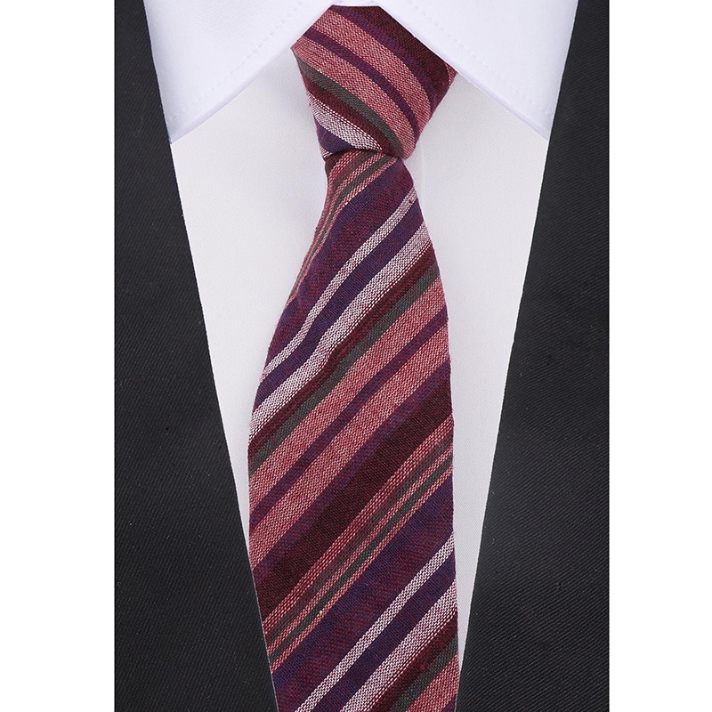 Cà Vạt Cotton Họa Tiết Sọc Thời Trang Cho Nam, Bản 6.5cm