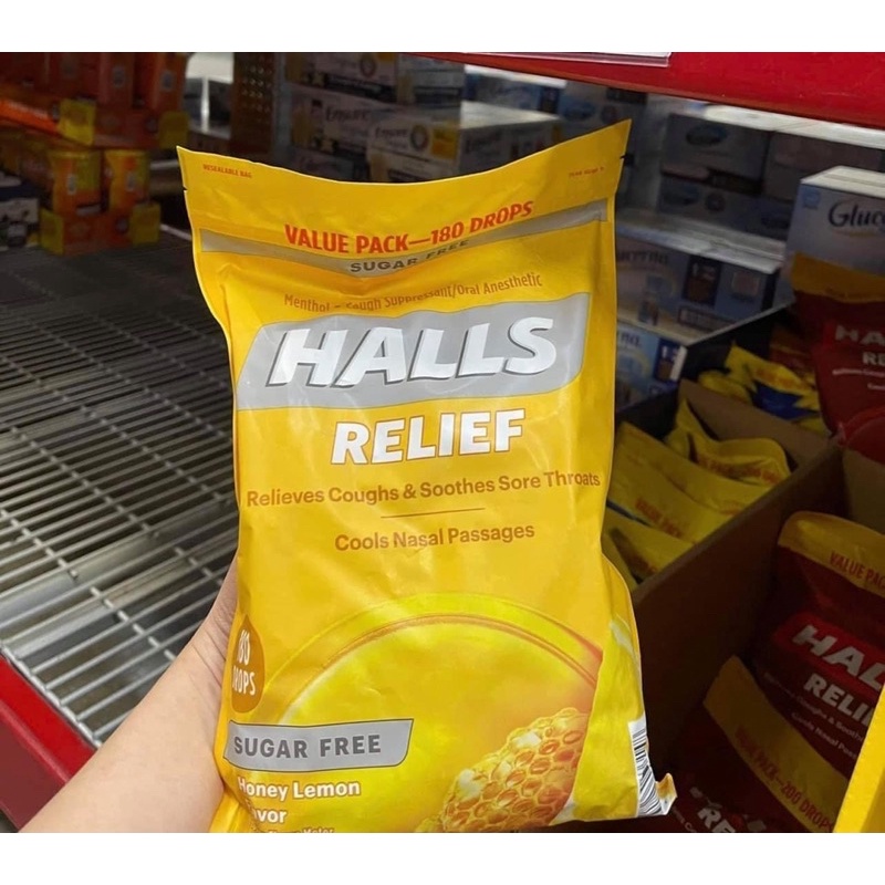 Kẹo Equate không đường hương chanh mật ong – 140 viên, Halls 200 viên