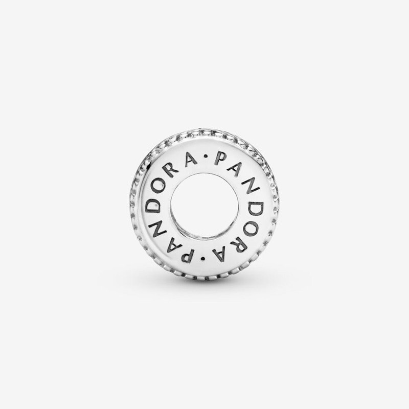 charm pan hoạ tiết viền tim đính đá nhỏ bạc s925