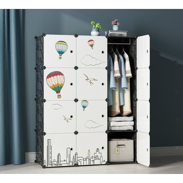 Tủ Nhựa Lắp Ghép Đăng Năng 12 ô .hình đecal sâu 37 và  47 cm ( chọn hình theo phân loại)