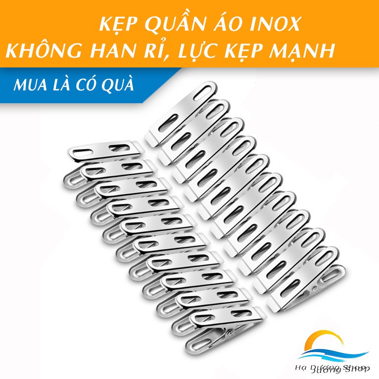 Kẹp quần áo HADU inox cao cấp chắc chắn kẹp chặt không ố quần áo siêu đẹp