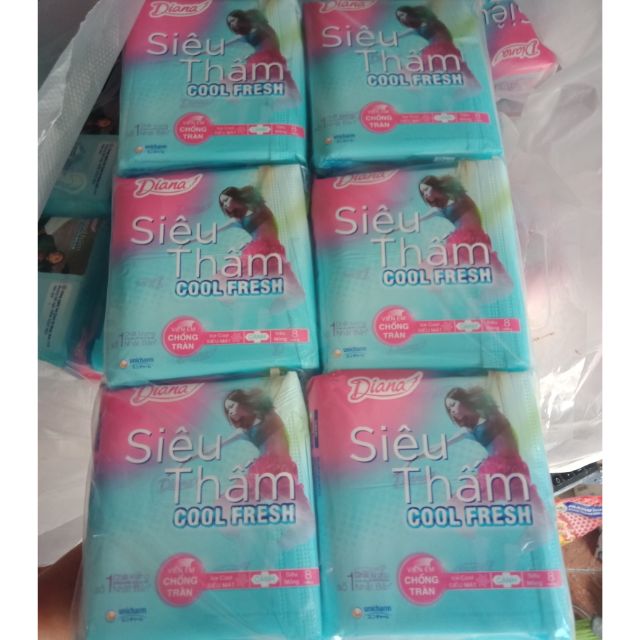 Combo 6 gói bvs Diana siêu thấm cool fresh mặt lưới