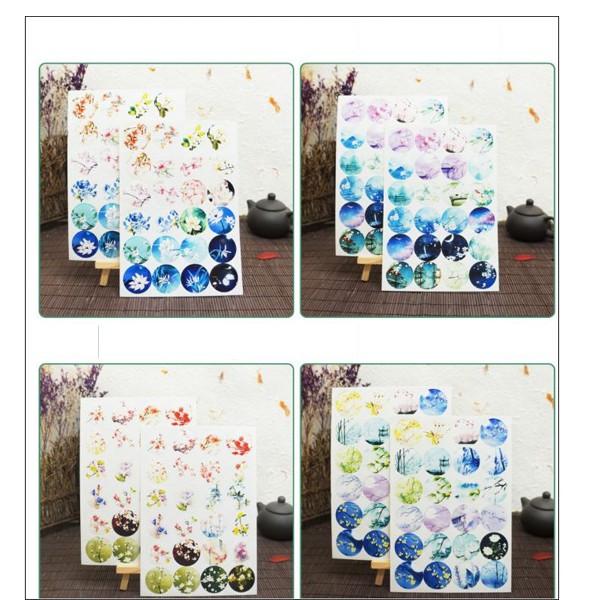 (Tấm) Ảnh dán Sticker cổ trang miếng dán a5 cổ phong xinh xắn nhiều hình trang trí dễ thương