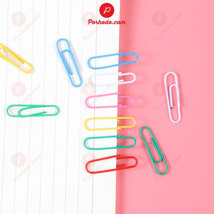 Set 100 kẹp giấy bằng kim loại nhiều màu đơn giản dễ thương cho văn phòng VP2101206
