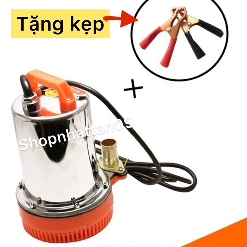 Máy bơm nước thả chìm 12V - 180W - Bơm thả tõm 12V tặng kẹp ắc quy