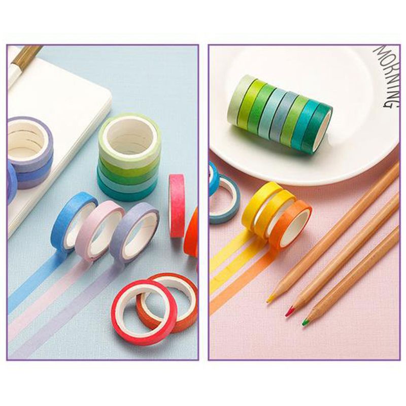 Bộ 60 Cuộn Băng Keo Dán Màu Cầu Vồng 8mm Trang Trí Sổ Tay / Nhật Ký / Văn Phòng / Tr
