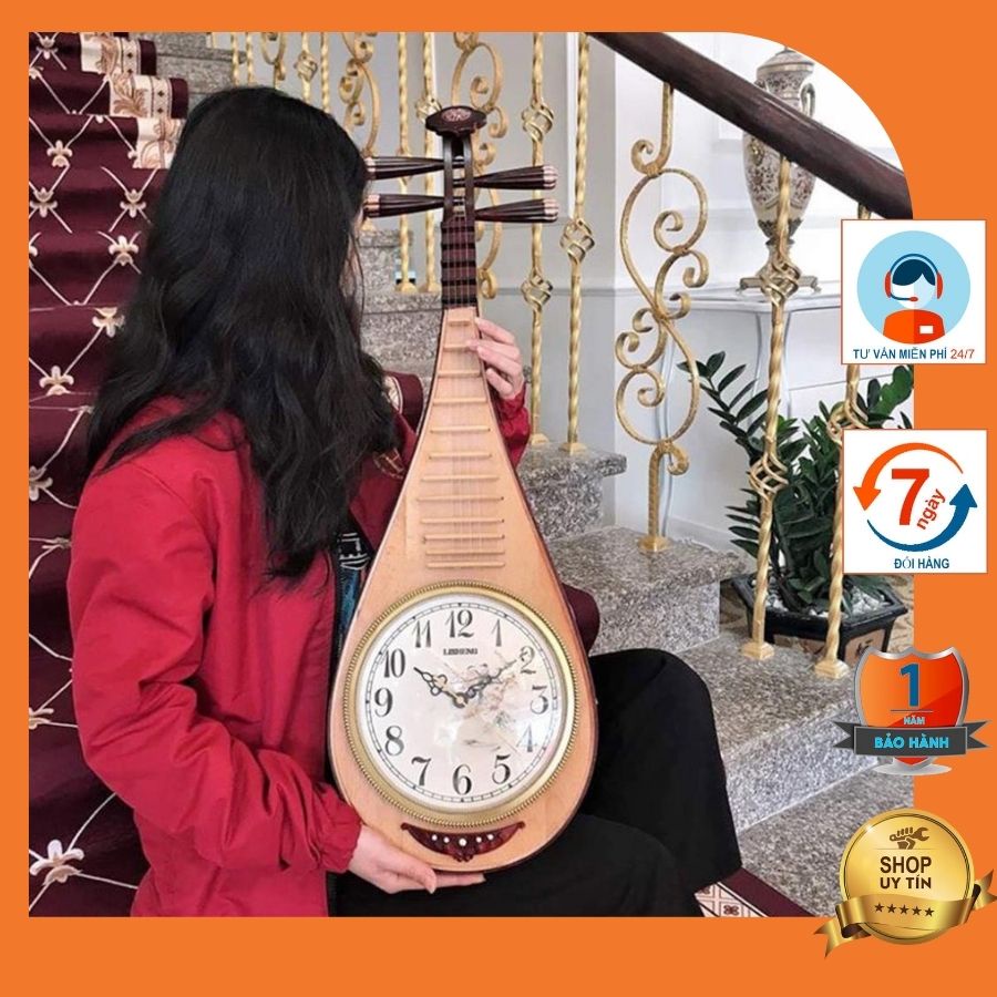 Đồng hồ treo tường TÂN CỔ ĐIỂN hình cây đàn tì bà tiêu chuẩn Châu Âu - HCBC – DHTT23.