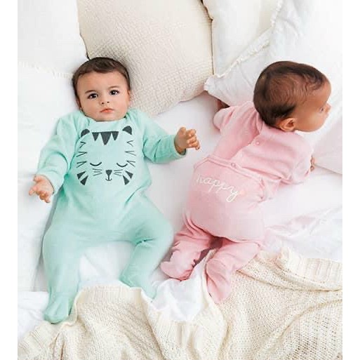 Sleepsuit, Body Nỉ Nhung Liền Tất Hãng Texx, Kiabii Cao Cấp Cho Bé (Phom Hơi Nhỏ)