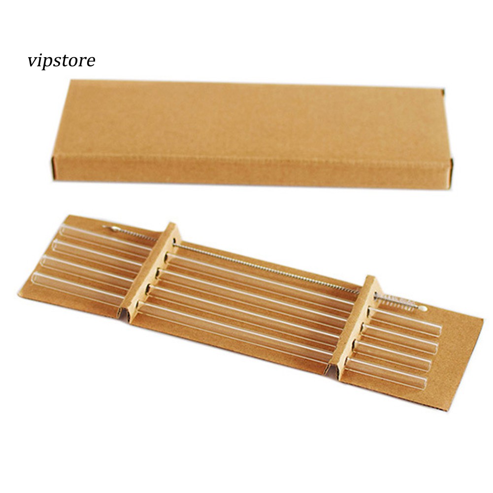 Set 5 Cọ Vệ Sinh Ống Hút Thẳng / Cong Bằng Thủy Tinh Trong Suốt