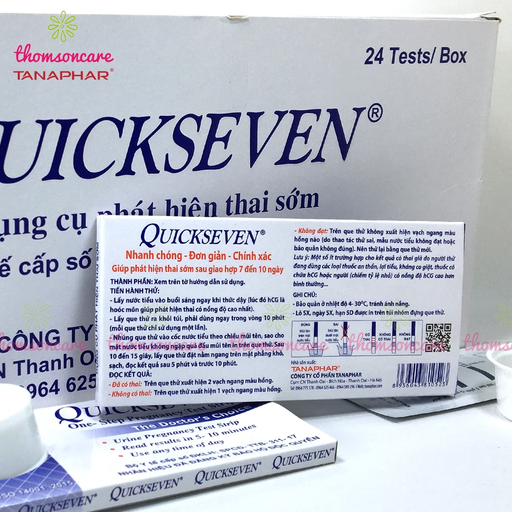 Hộp 24 que thử thai Quickseven - test thai nhanh, Giao hàng kín đáo, luôn che tên Quick Seven Tanaphar