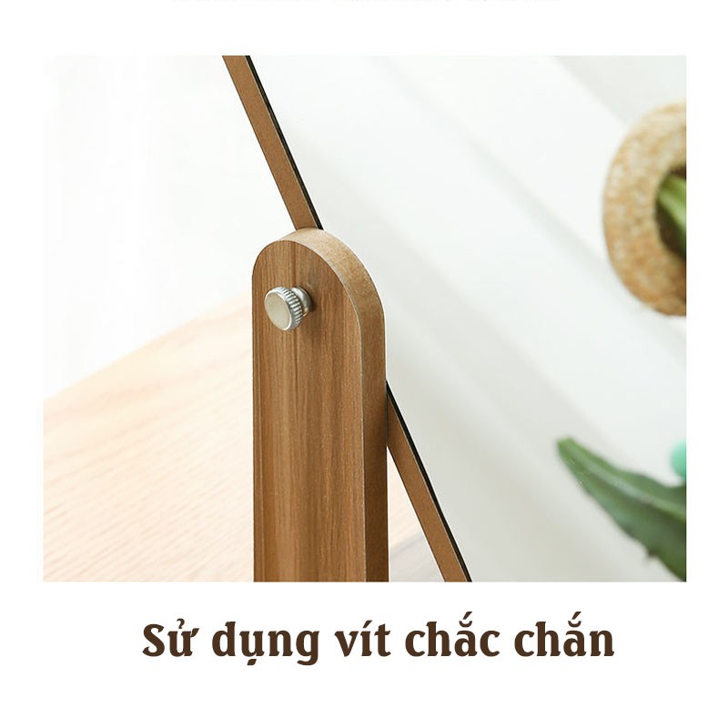 Gương Để Bàn, Gương Gỗ Trang Điểm Để Bàn Decor Phong Cách Hàn Quốc MZ160