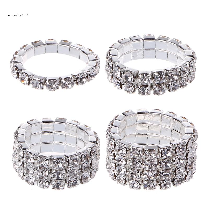 ✿ Nhẫn Đính Hôn Co Giãn Đính Đá Pha Lê Độc Đáo Thời Trang