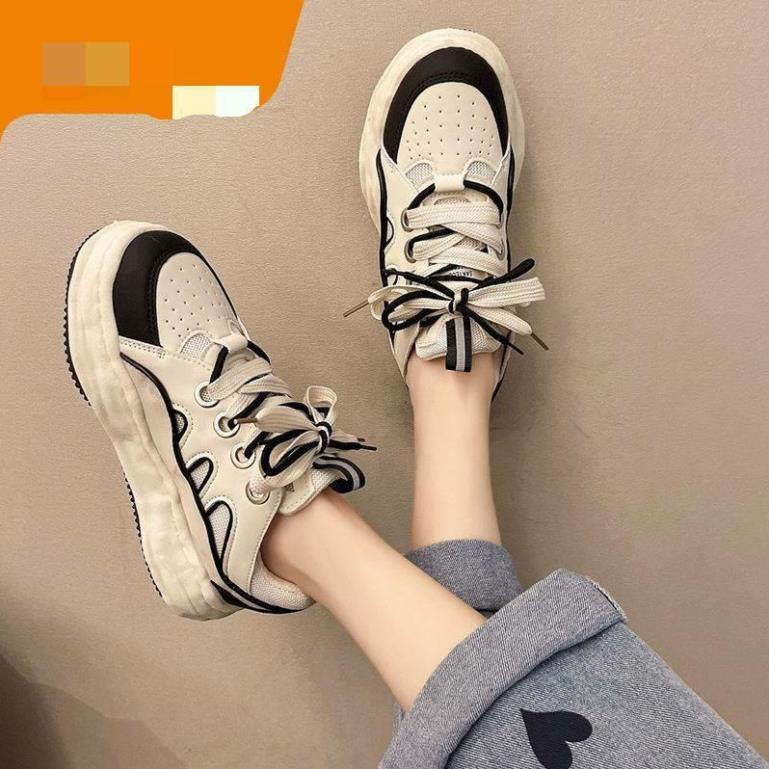 Giày thể thao Ulzzang đế bánh mì độc đáo nam nữ Giầy sneaker độn đế dây dôi Hot Trend 2022
