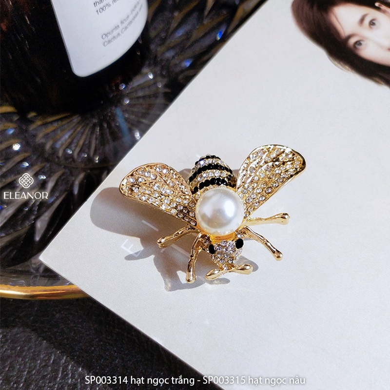 Ghim cài áo Eleanor Accessories hình con ong gắn ngọc trai nhân tạo sang chảnh phụ kiện trang sức thời trang đẹp