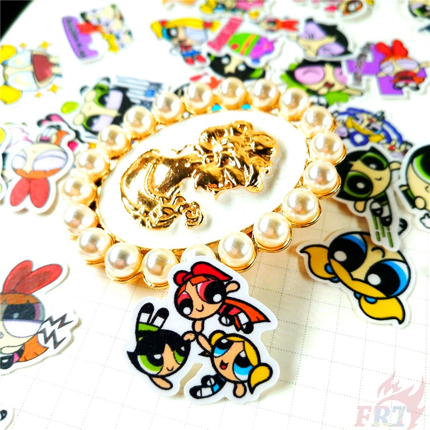 ★★★ Sticker Dán Trang Trí Nhật Ký Hình Powerpuff Girls Q-2 ★★★ Bộ 60 Hình Dán Thời Trang Trang Trí Album