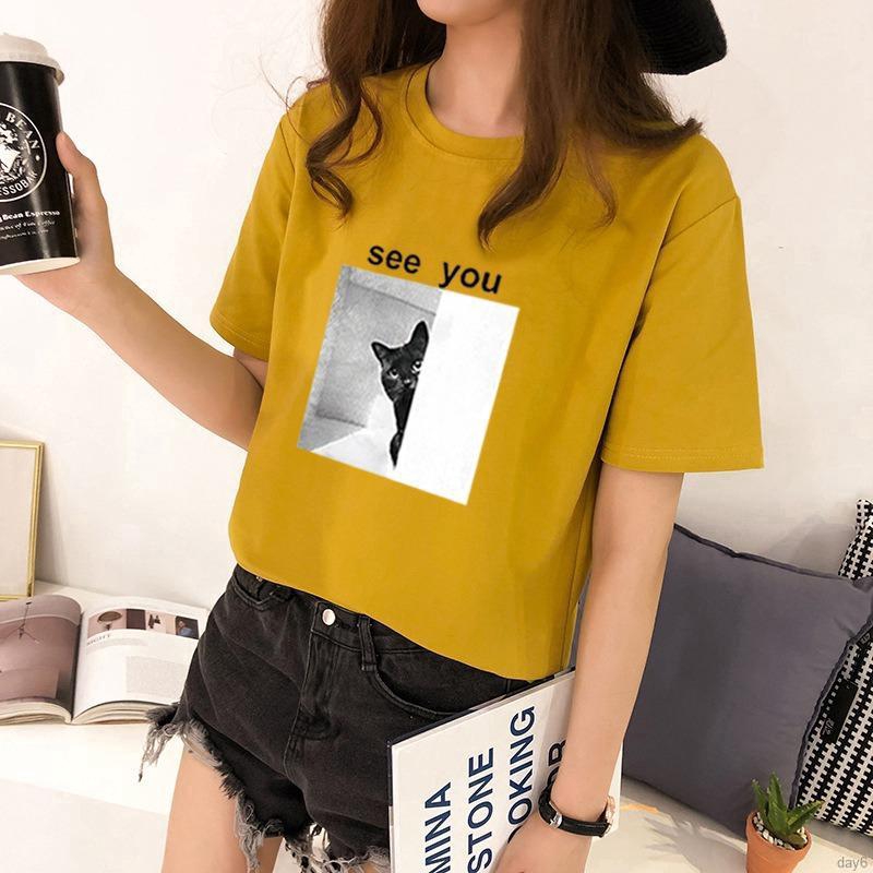 Áo thun form rộng cổ tròn ngắn tay kiểu Hàn Quốc cho nữ