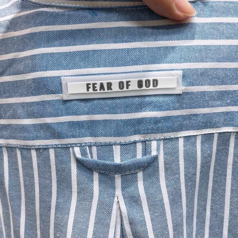 ⚡️[CHỈ 1 NGÀY] - Áo sơ mi Fear of God - Oversized Grandad-Collar Striped Cotton Oxford Half-Placket Shirt - Blue | BigBuy360 - bigbuy360.vn