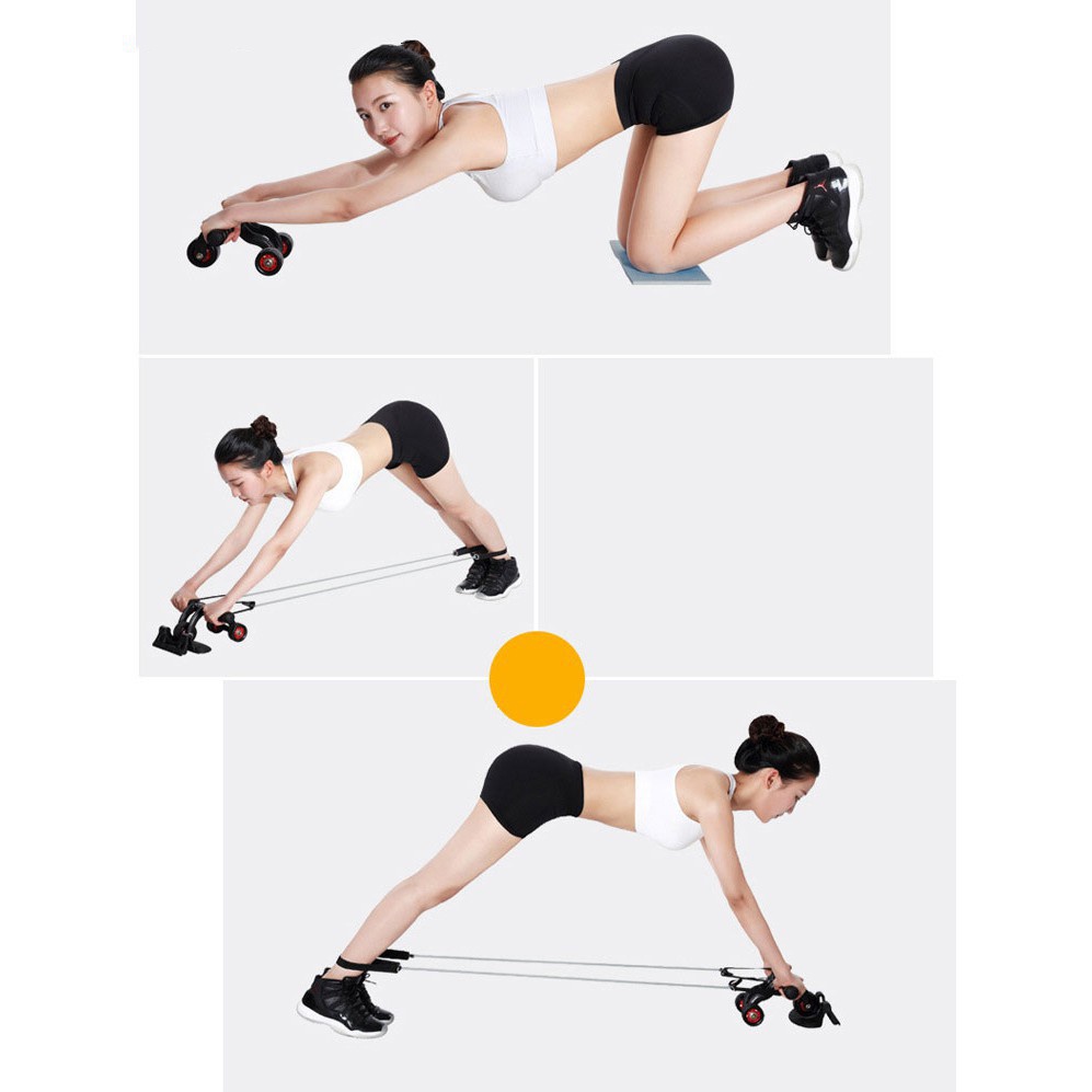 Con lăn 4 bánh tập cơ bụng cao cấp, tiện lợi khi tập ở nhà, văn phòng SAKOMART