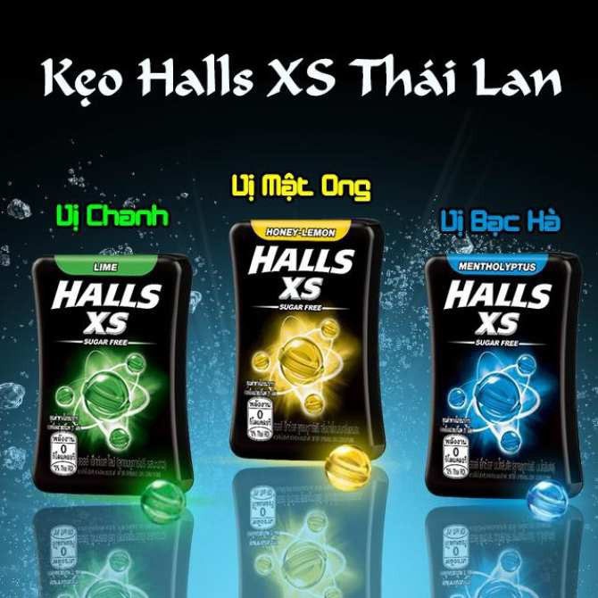 Combo 3 Hộp Kẹo Ngậm Không Đường HALLS XS 3 vị - Tặng kèm túi Halls xinh xắn