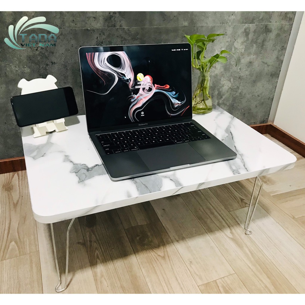 Bàn học gấp gọn thương hiệu TADA, bàn gấp ngồi học trên giường mặt vân đá sang trọng (zp06) | BigBuy360 - bigbuy360.vn