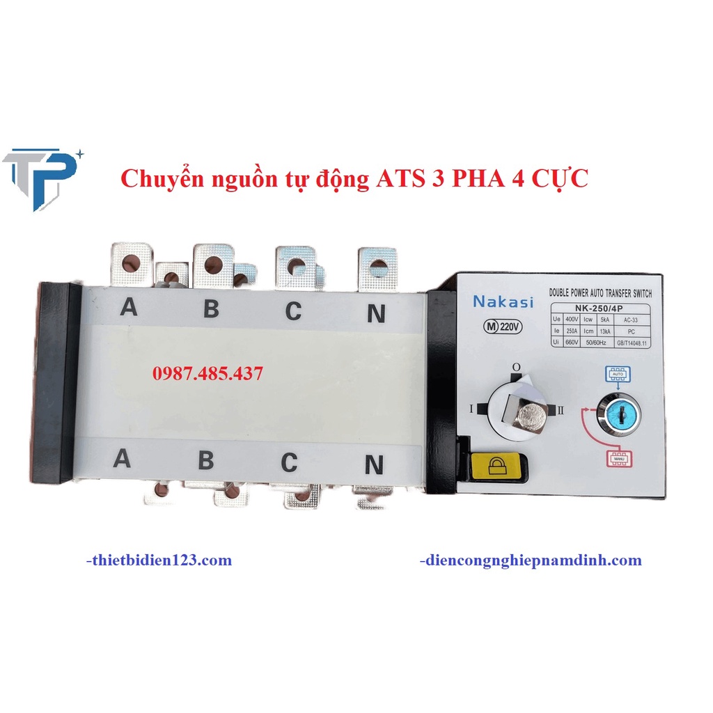 Chuyển nguồn tự động ATS 4P 125A, 4P 160A, 250A, Chuyển nguồn tự động 3 pha 4 cực công suất lớn