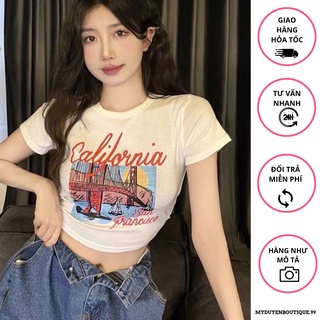 Áo croptop in chữ califonia