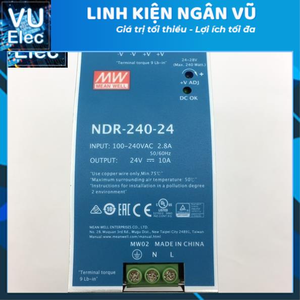 Nguồn Meanwell 24V 10A Gài Thanh ( hàng cũ tháo máy ) (Chiếc)