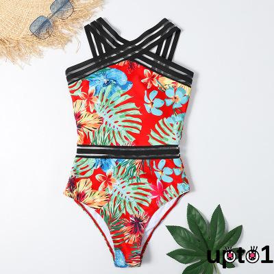 Up-Women’s Sexy One-piece Bikini Personality Plant Printing Backless High-waist Slim Fit Swimsuit | BigBuy360 - bigbuy360.vn