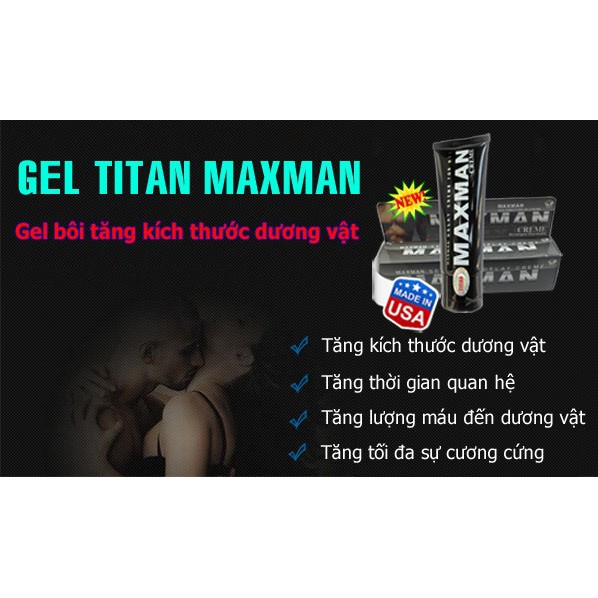 [Hàng Mỹ] Combo 3 Gel MAXMAN - Gel Bôi Tăng Kích Thước Cậu Nhỏ,Chống xuất tinh sớm, tăng khoái Cảm, Sung Mãn Trường Tồn.