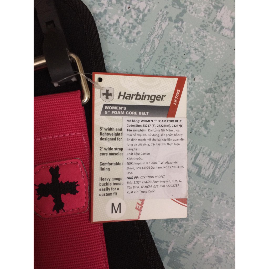Đai Lưng Tập Gym Harbinger Nữ Foam Core Bell 12cm - Loại mềm