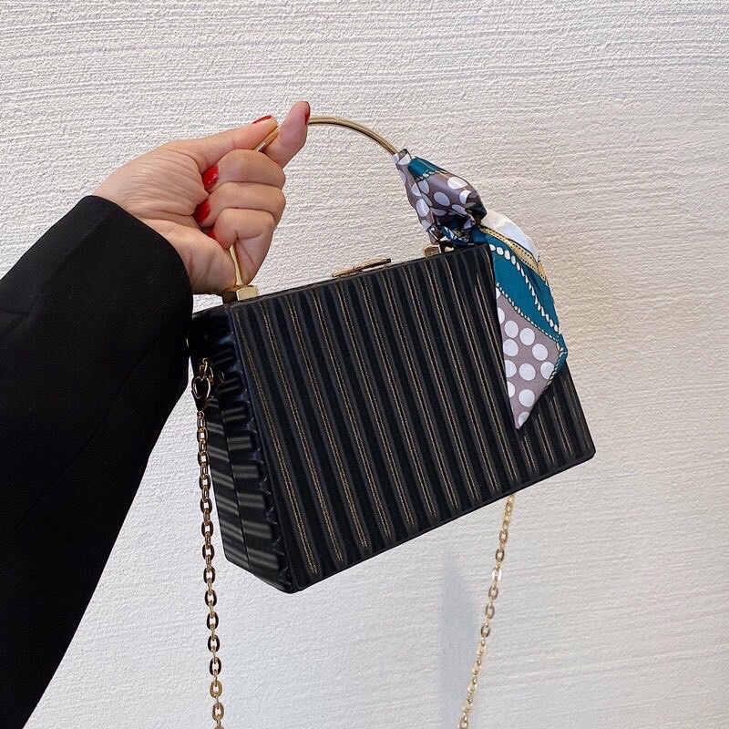 Túi đeo chéo túi cầm tay hình hộp kèm khăn siêu xinh