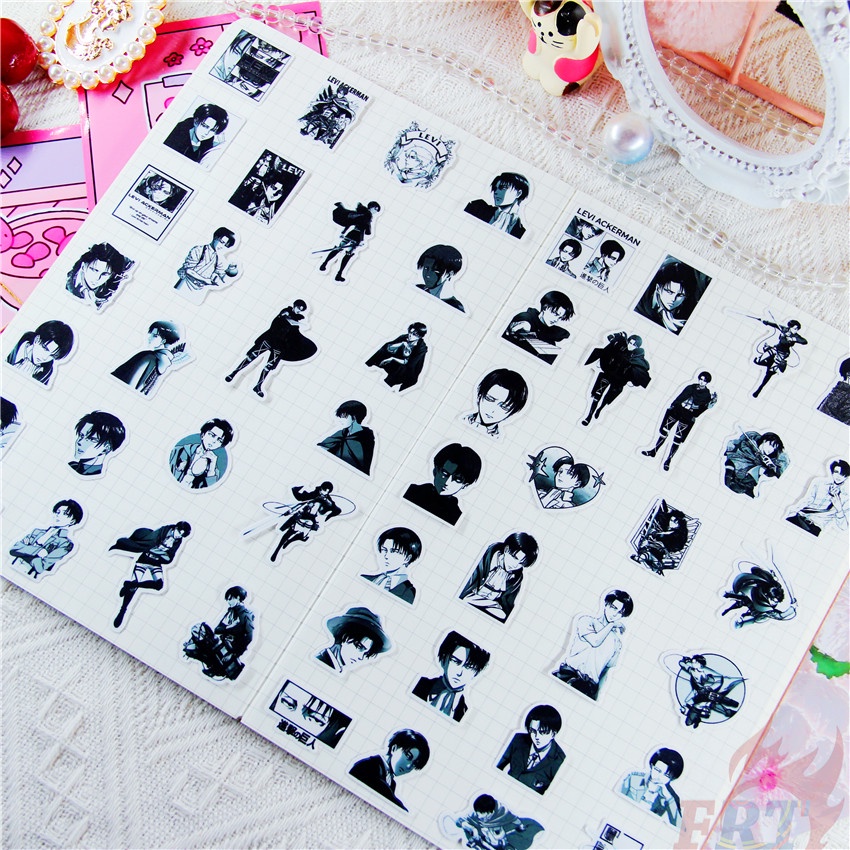 50 Miếng dán hình nhân vật Levi anime Attack On Titan 2-3cm thích hợp trang trí album nhật ký DIY Q-1