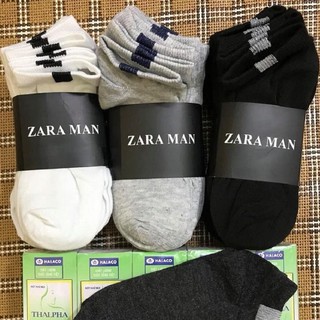 Tất Nam Zara Trơn Cổ Ngắn Vớ Nam Thời Trang Cao Cấp Chất Cotton 100% Co Giãn Thấm Hút Tốt Hàng Nhập Khẩu Chính Hãng
