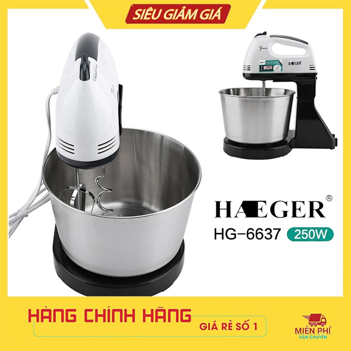 Máy Đánh Trứng, Nhào Bột Để Bàn HAEGER 250W Chậu trộn 2L