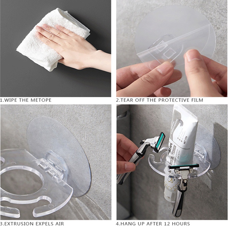 Giá Đựng Kem Đánh Răng/Kem Đánh Răng Gắn Tường Không Cần Đục Lỗ Nhiều Ngăn Sáng Tạo