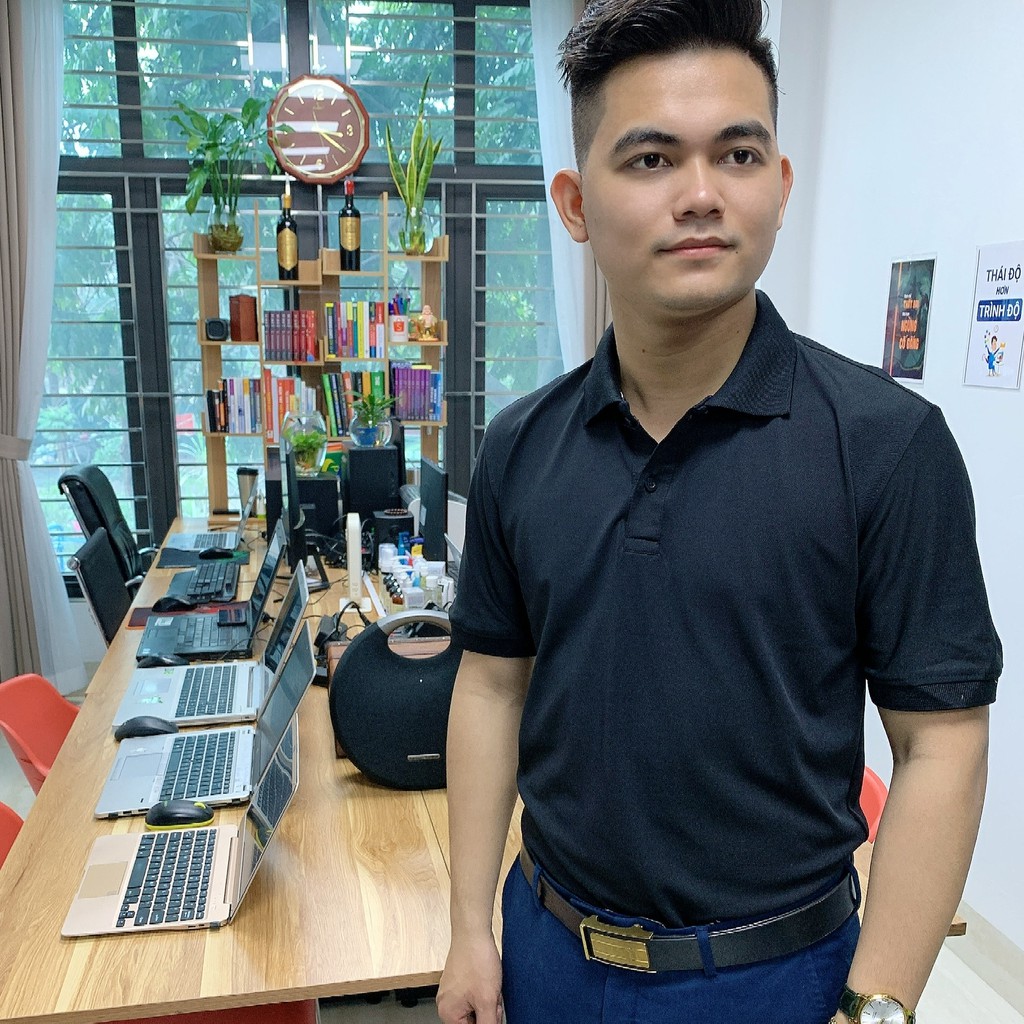 Áo Phông có cổ, Vải Mặc Mát Áo Thun Có Cổ Cá Sấu 4 Chiều Đen
