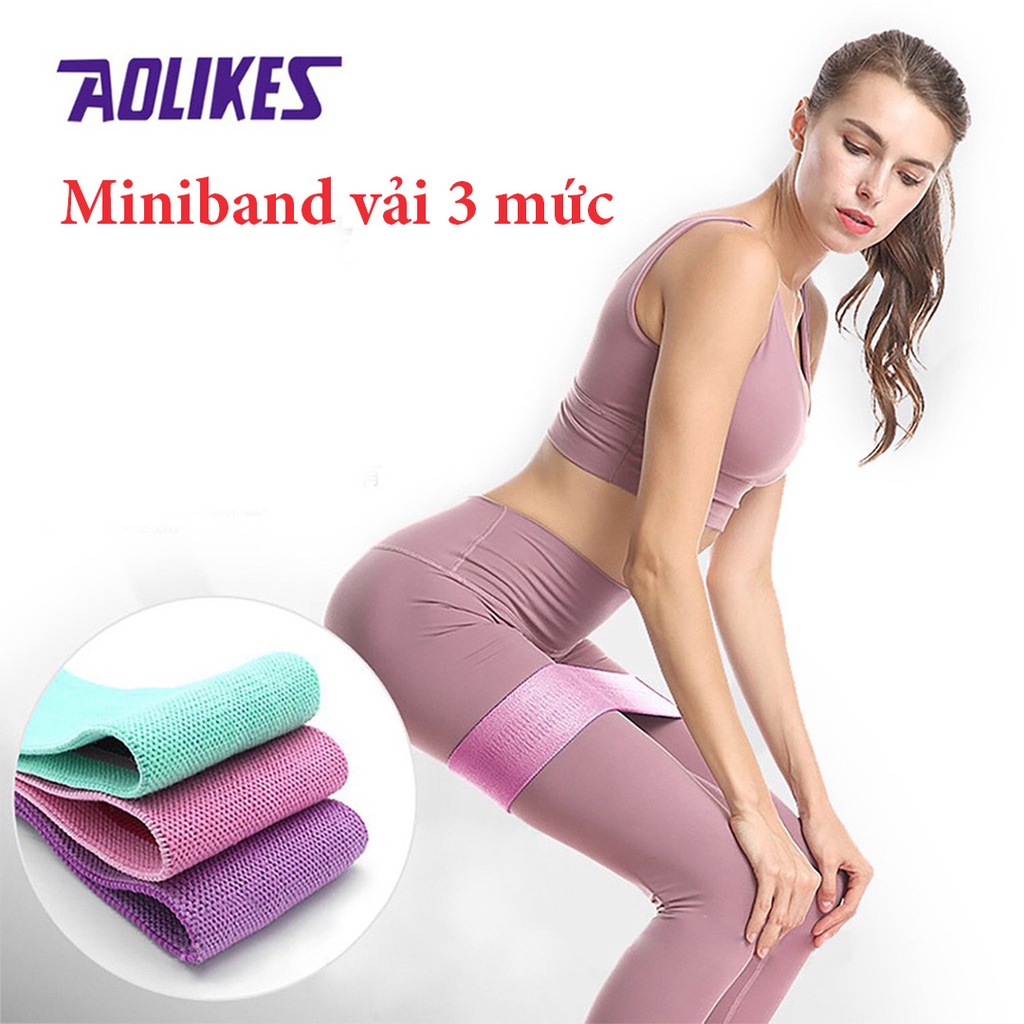 Dây miniband vải Aolikes tập mông, dây kháng lực tập chân mông 3 mức lực