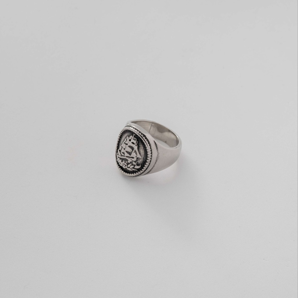 Nhẫn bạc oval mặt thuyền bạc