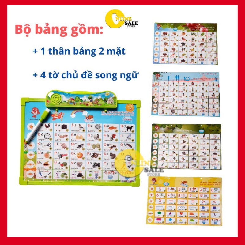 [MỚI][Tặng Kèm Bút] Bảng học điện tử song ngữ Việt Anh Cho bé tập đọc luyện nói, nhận biết chữ qua nhiều chủ đề-MHTT