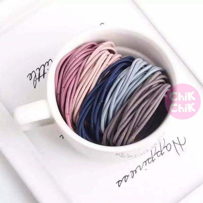 Sét 100 Sợi Chun Cột Tóc Kèm Túi Zip Tiện Lợi