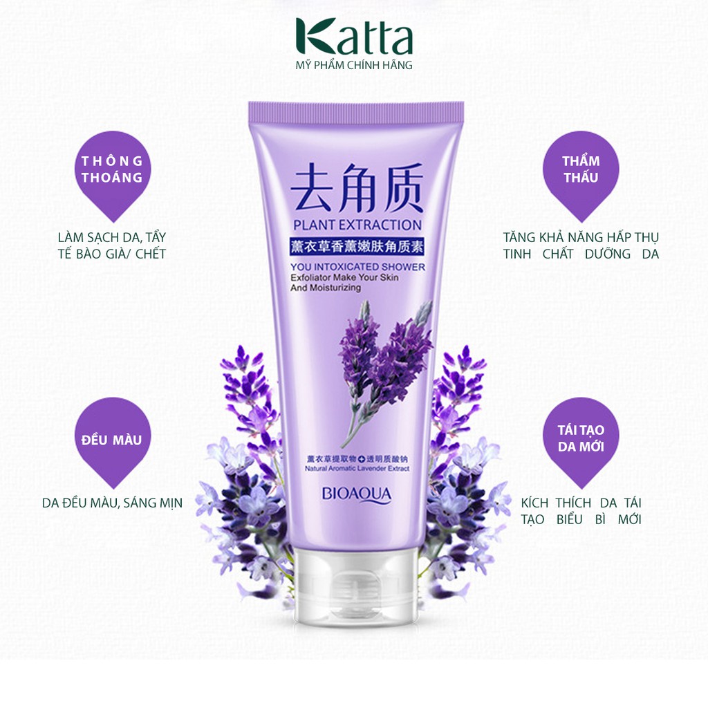 Gel tẩy tế bào chết da mặt và bổ sung HA cấp ẩm cùng chiết xuất dưa leo, hoa hồng, oải hương - Katta - BA_007