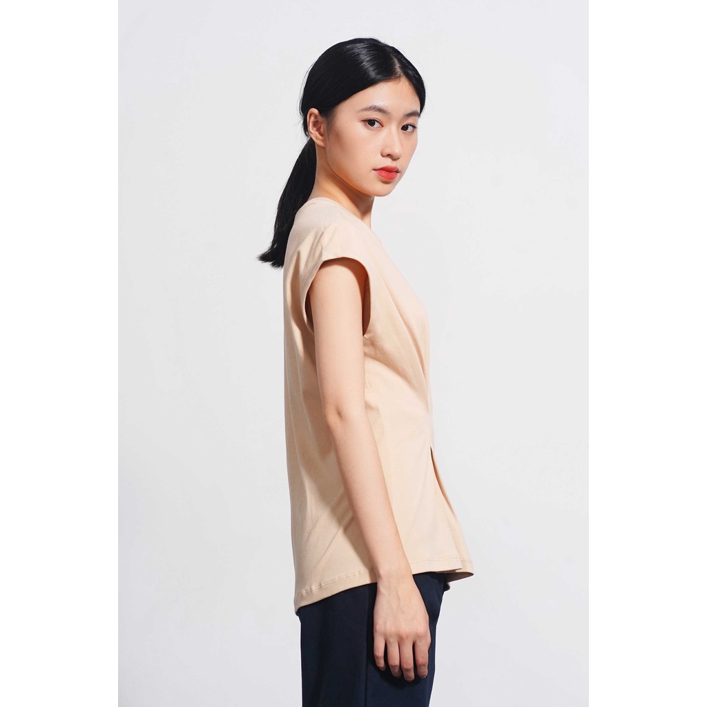 Áo Thun Nữ Tay Liền Trơn Xếp Ly Eo Form Fitted - Routine 10S21TSHW006