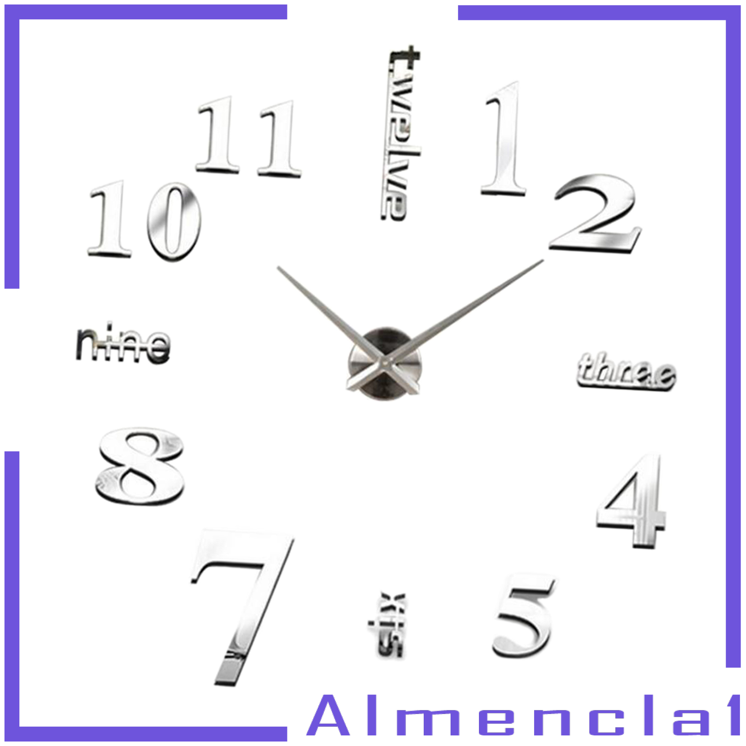 [ALMENCLA1]Wall Clock DIY 3D Modern Mirror Surface Sticker Home Office Decoration