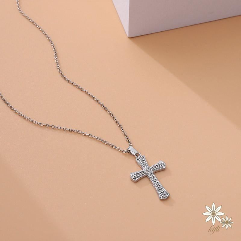 Vòng cổ Mặt Hình Thánh Giá Đính Đá Zircon Thời Trang Cho Nam Và Nữ