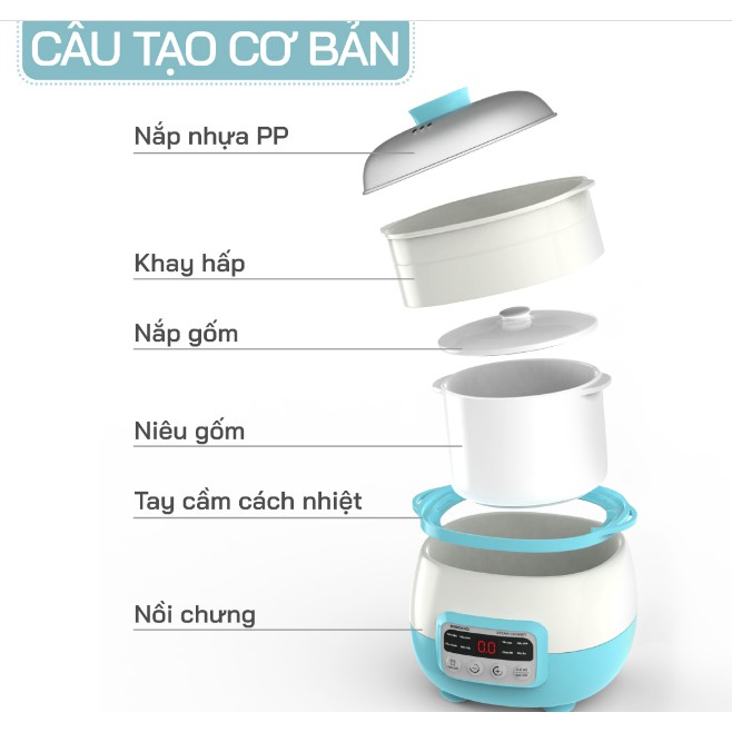 Nồi chưng yến, hầm, nấu cháo 1,6 Lít hẹn giờ A300