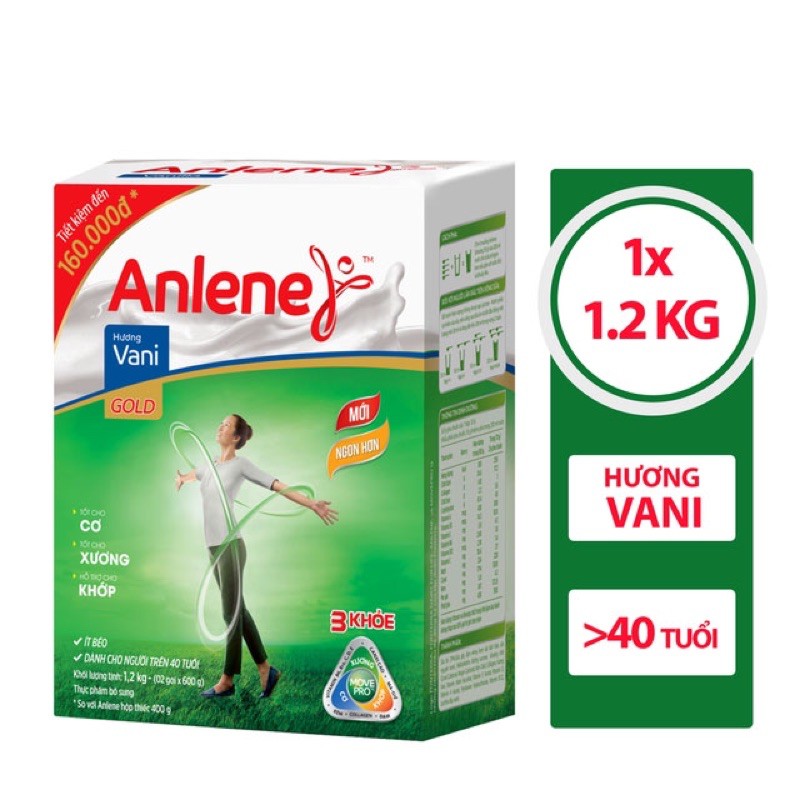 Sữa bột Anlene Gold hộp giấy 1.2kg (cho người trên 40 tuổi)