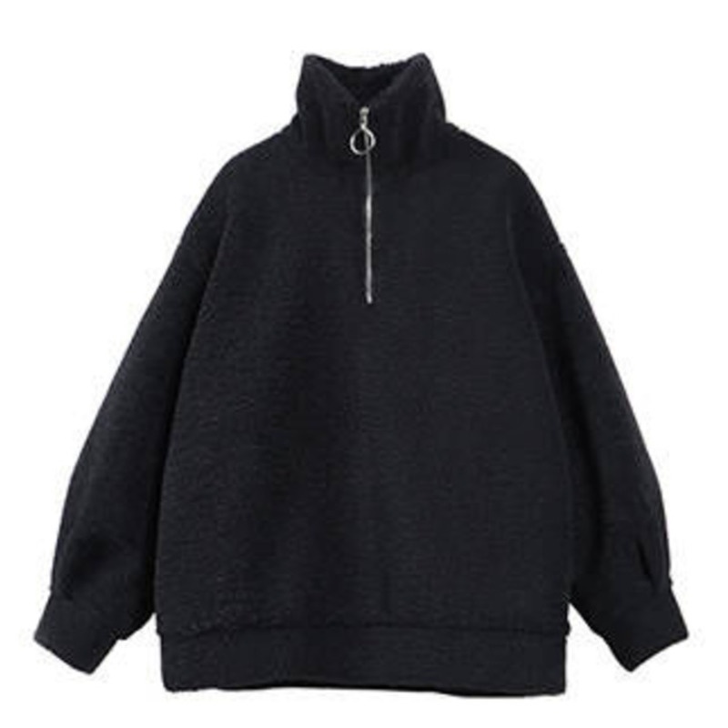 Áo sweater RENJIANVSHENG tay dài cổ cao lông cừu giả thời trang ấm áp dành cho nữ