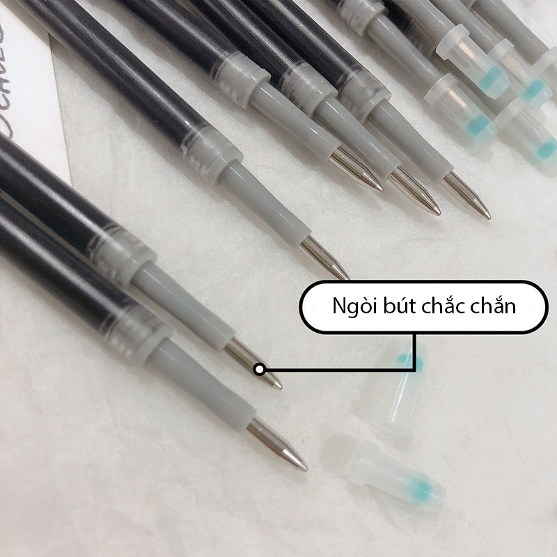 Ruột thay thế bút mực gel macaron bút bi bấm ngòi 0.5mm đầu đạn CREAMY 3 màu xanh, đen, đỏ