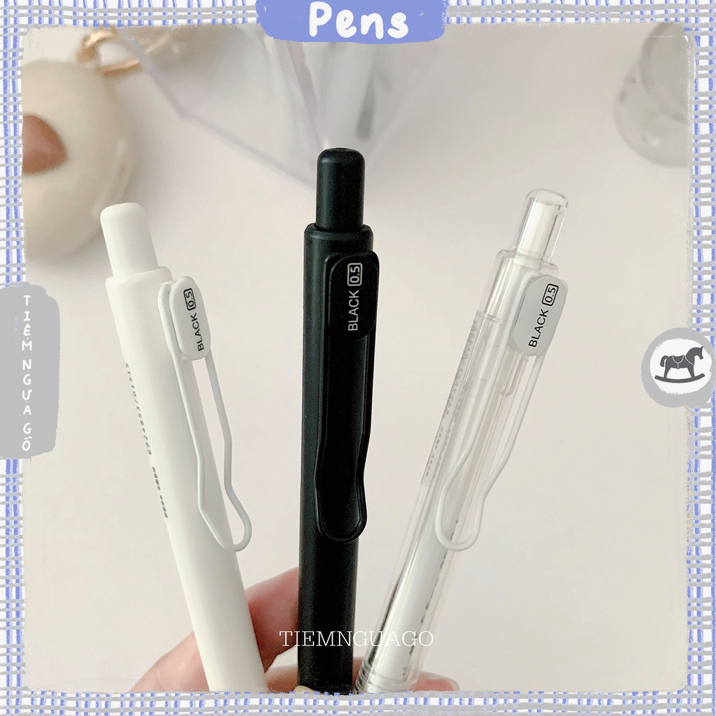 Bút Gel Bấm DOMI Mực Đen Ngòi 0.5mm phiên bản basic - Tiệm Ngựa Gỗ