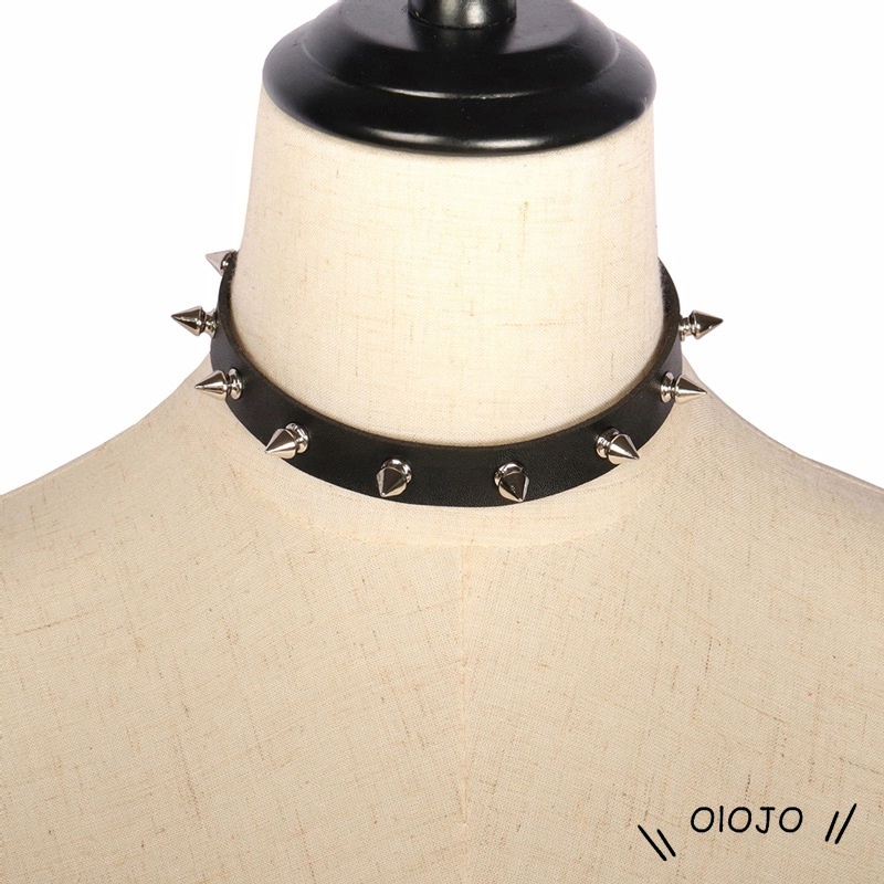 Harajuku Punk Rock Gothic Sexy Pu Da Trái tim Tròn Spike Đinh tán Cổ áo Choker Vòng cổ Body 100% Đồ trang sức Thủ công Quà tặng Đảng-OLO